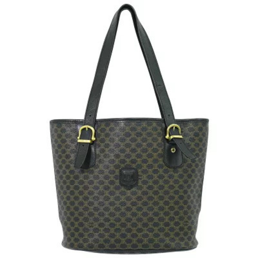 Celine Macadam Shoulder Bag Tote Black Brown